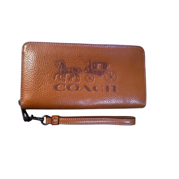 COACH Horse & Carriage Brown Long Wallet – Wrist Strap, Rare Pre-Owned Excellent - Picture 1 of 4